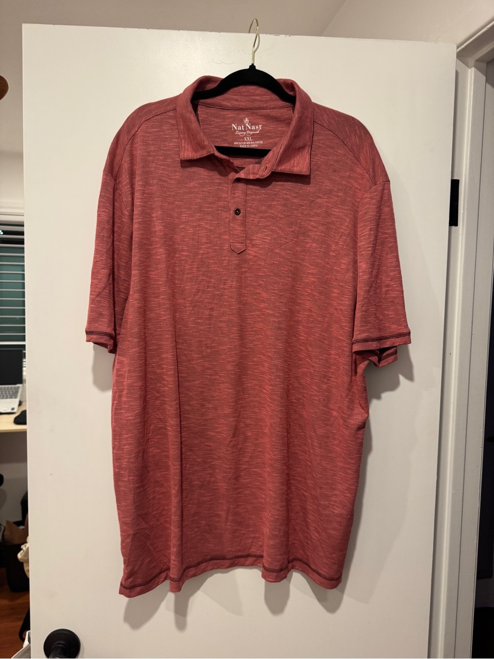 Nat Nast Luxury Originals Heathered Polo Shirt | XXL | Brick Red